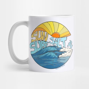 Sun Salt & Surf retro summer wave art Mug